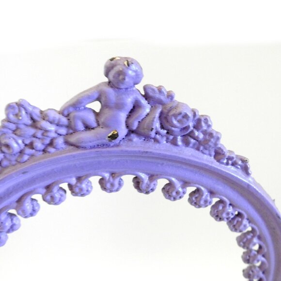 Antique Victorian Ornate Swivel Cast Iron Mirror Stand Frame No Mirror Lavender - Picture 9 of 10